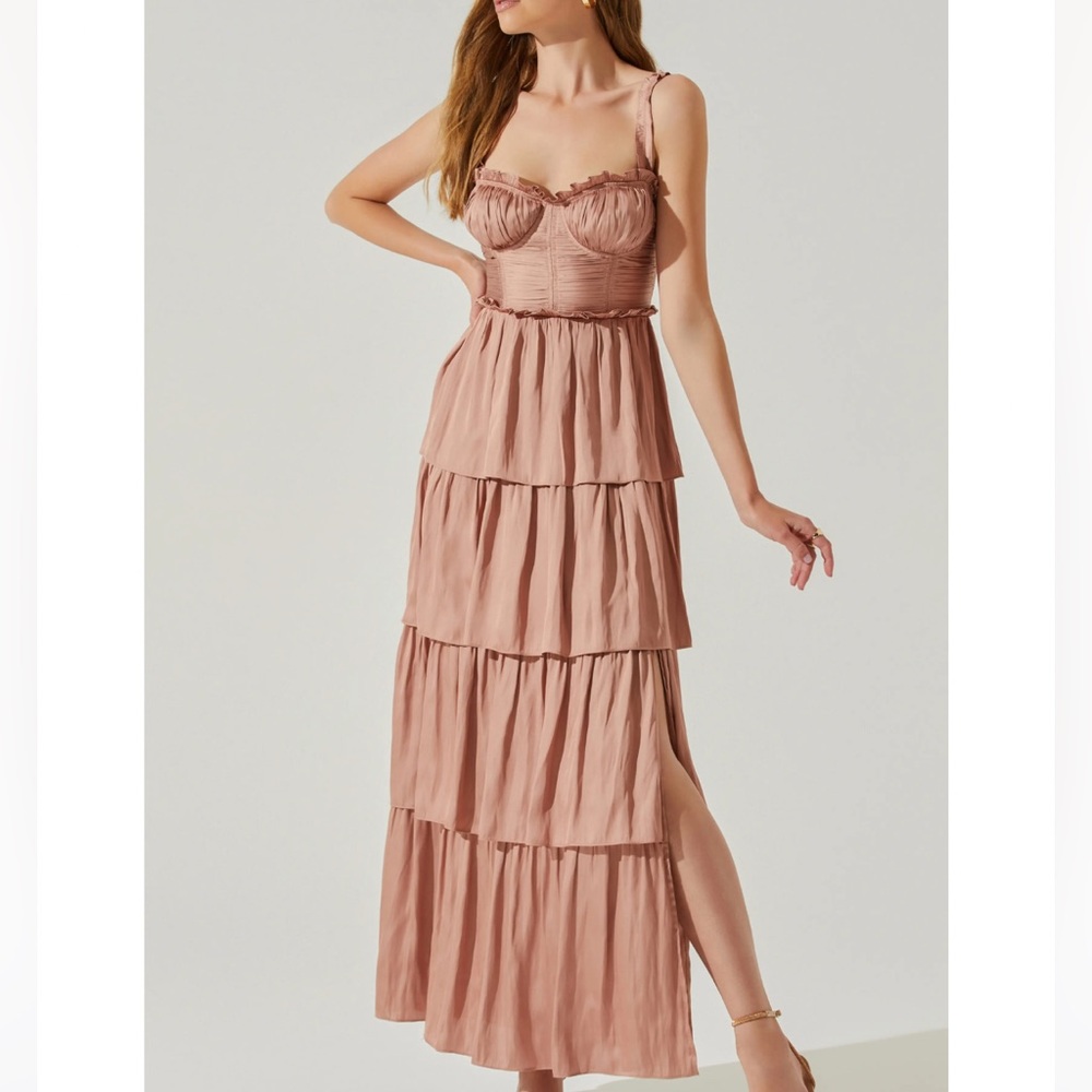 ASTR the Label Tempany Tiered Corset Maxi Dress Mauve